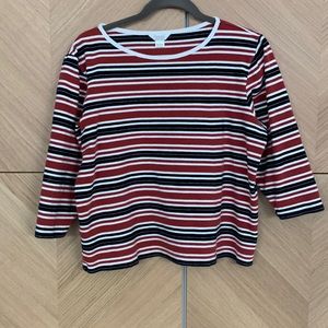 Scarlet, black, and white 3/4 sleeve shirt